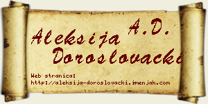 Aleksija Doroslovački vizit kartica